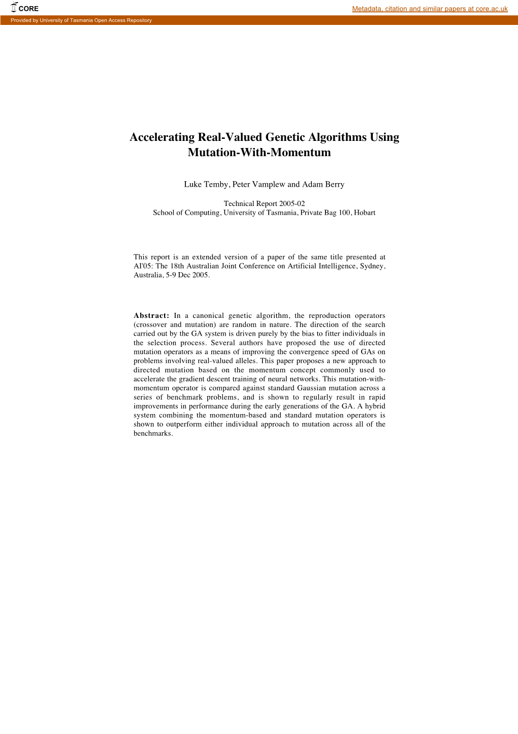 Accelerating Real-Valued Genetic Algorithms Using Mutation-With-Momentum