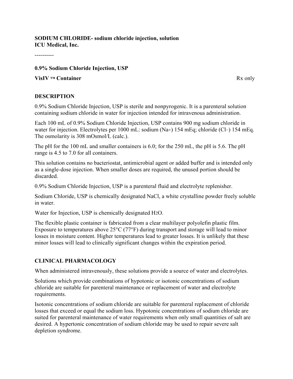 0.9% Sodium Chloride Injection, USP Visiv