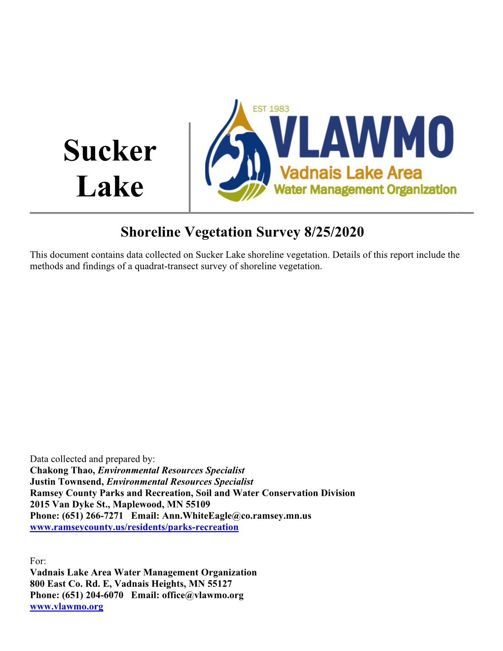 2020 Sucker Lake Shoreline Vegetation Report