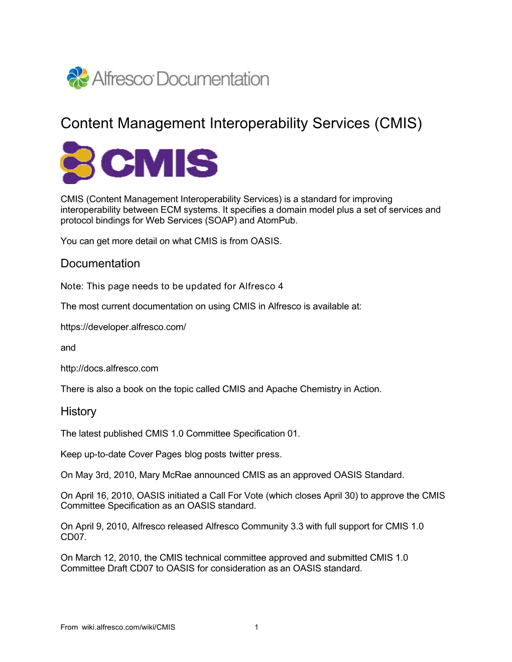 Content Management Interoperability Services (CMIS)