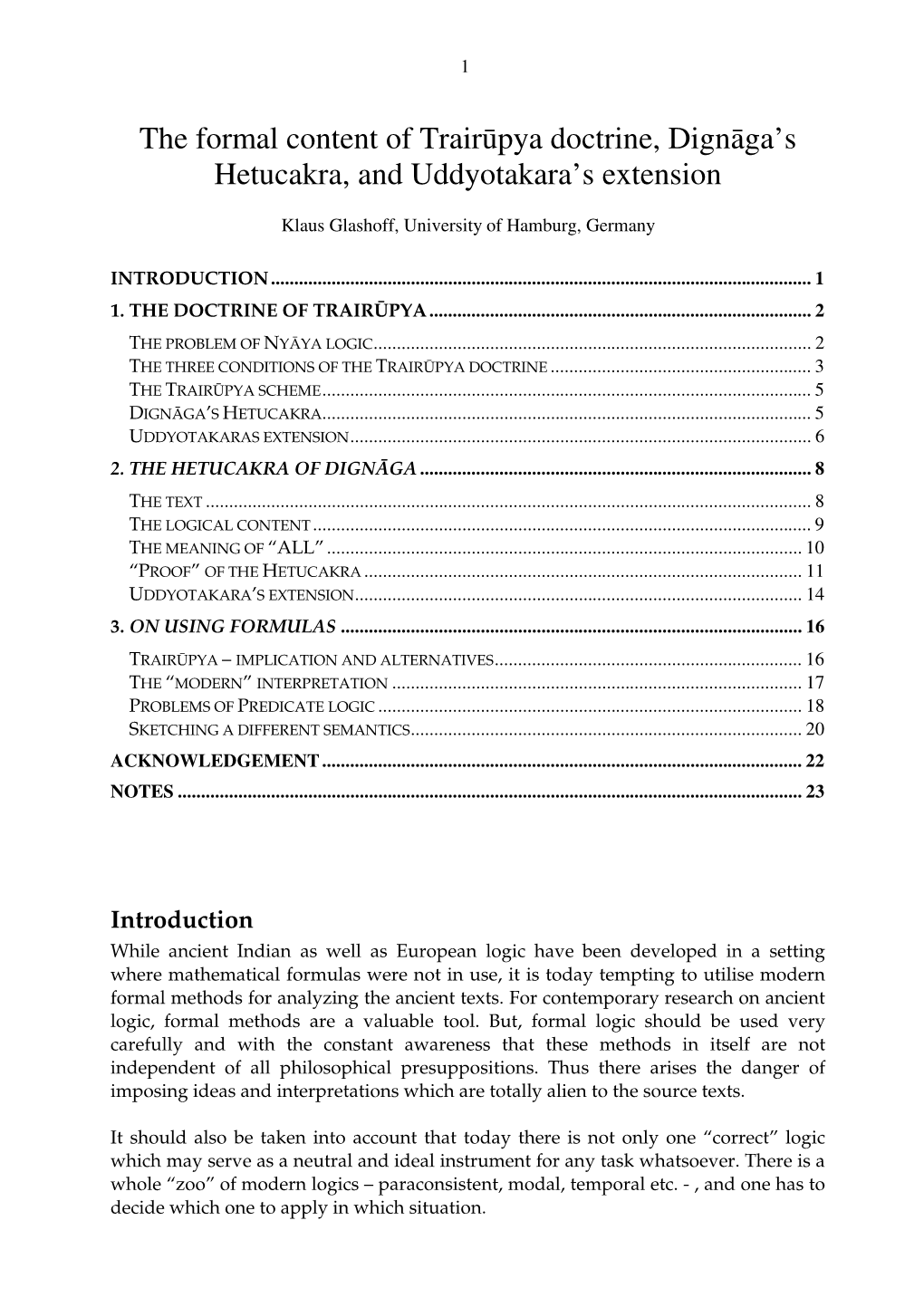 The Formal Content of Trairūpya Doctrine, Dignāga's Hetucakra, And