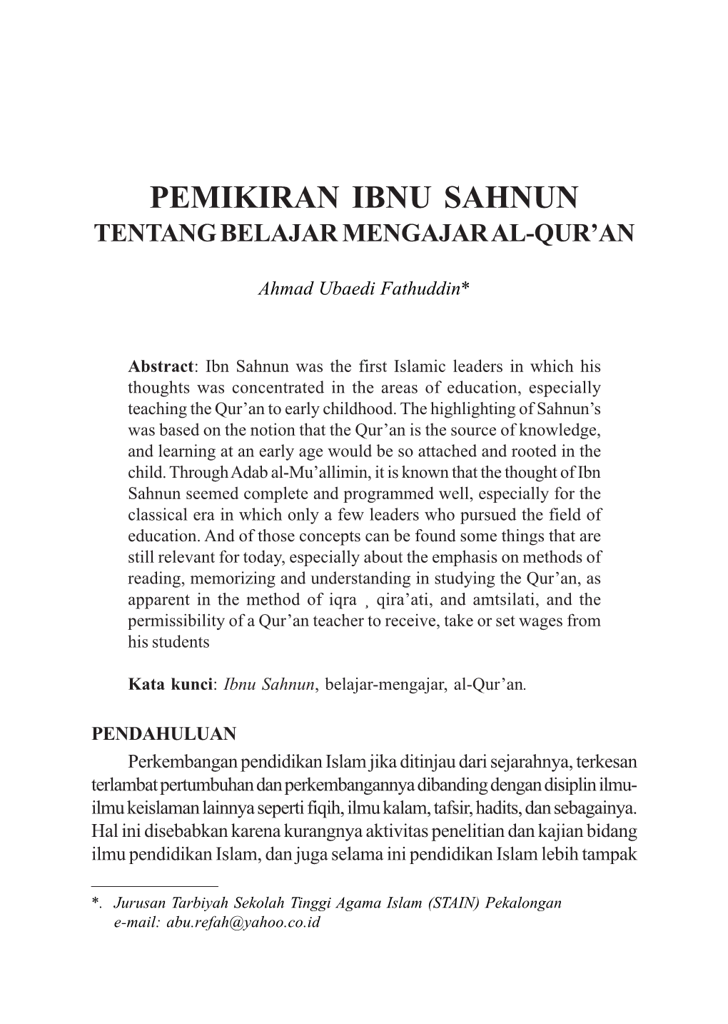 Pemikiran Ibnu Sahnun Tentang Belajar Mengajar Al-Qur’An 193