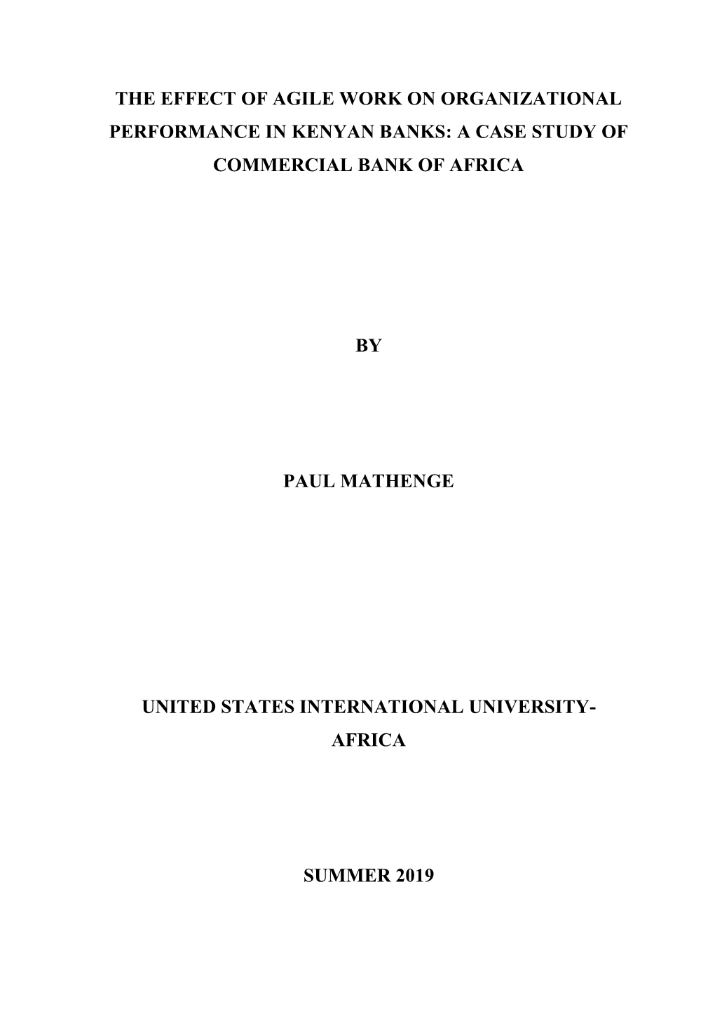 A Case Study of Commercial Bank of Africa by Paul Mathen