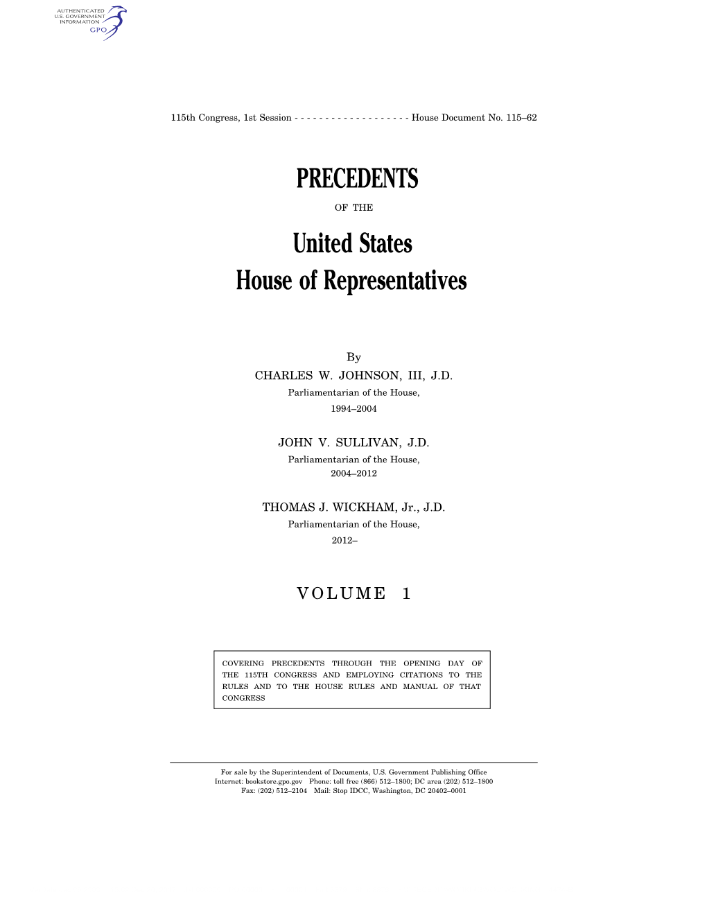 PRECEDENTS United States House of Representatives