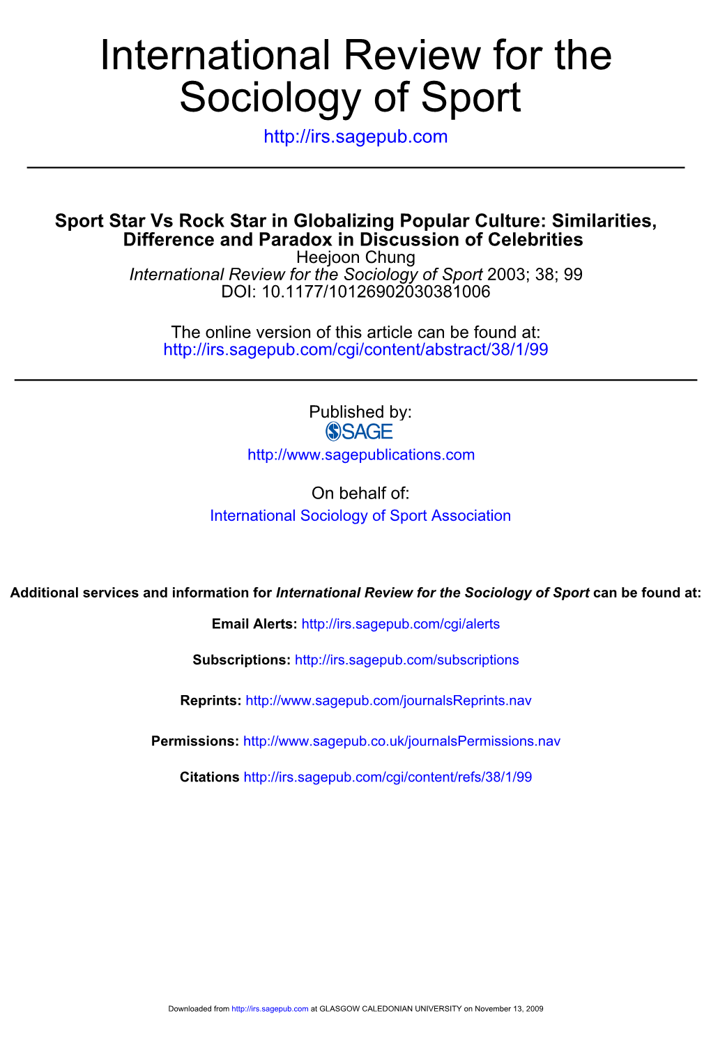 Sociology of Sport International Review For