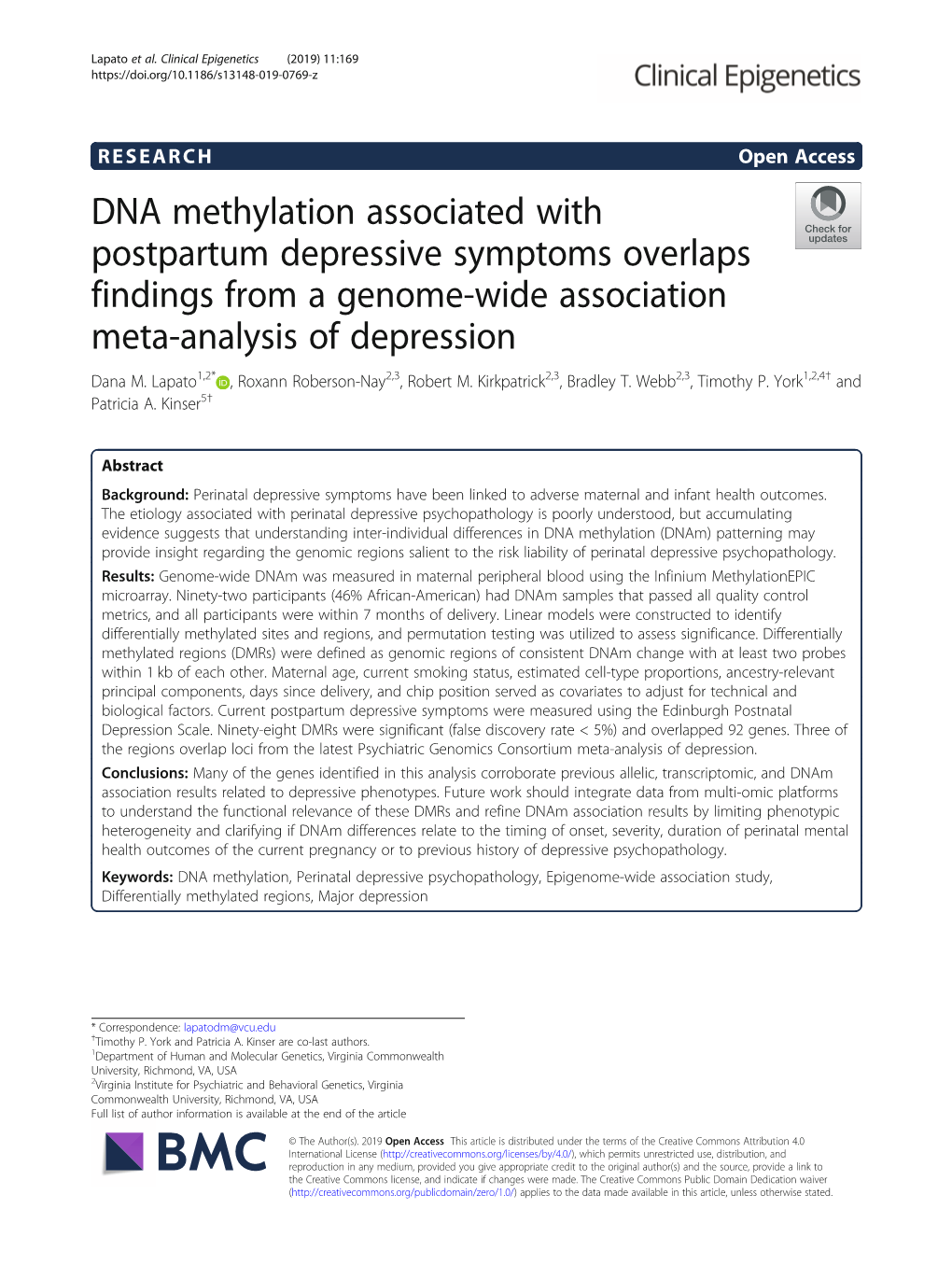 DNA Methylation Associated with Postpartum Depressive Symptoms Overlaps Findings from a Genome-Wide Association Meta-Analysis of Depression Dana M