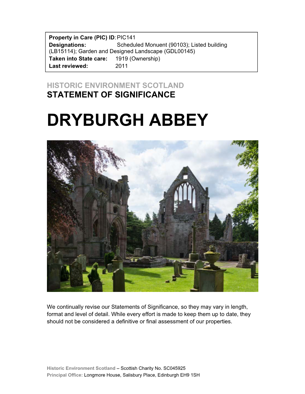 Dryburgh Abbey Statement of Significance