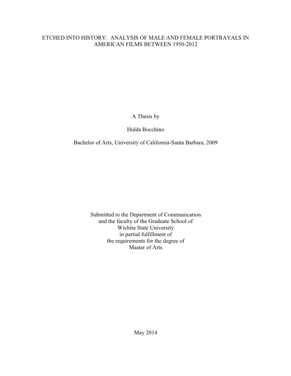 Analysis of Male and Female Portrayals in American Films Between 1950-2012