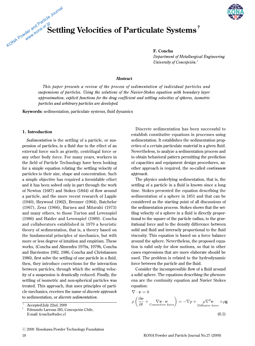 Settling Velocities of Particulate Systems†