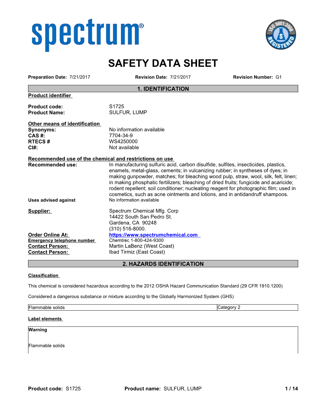 Safety Data Sheet