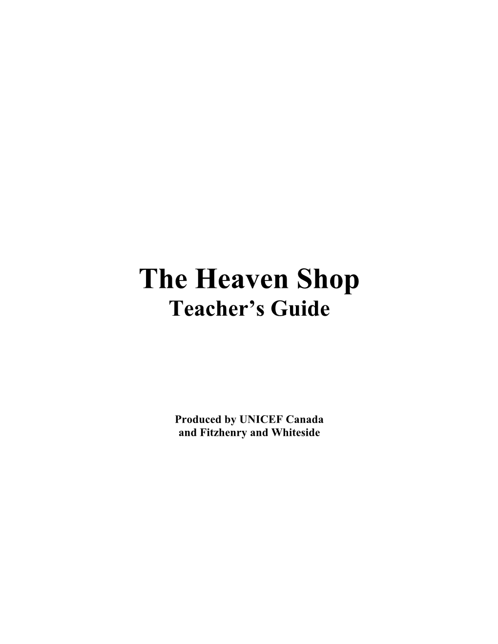The Heaven Shop Teacher’S Guide
