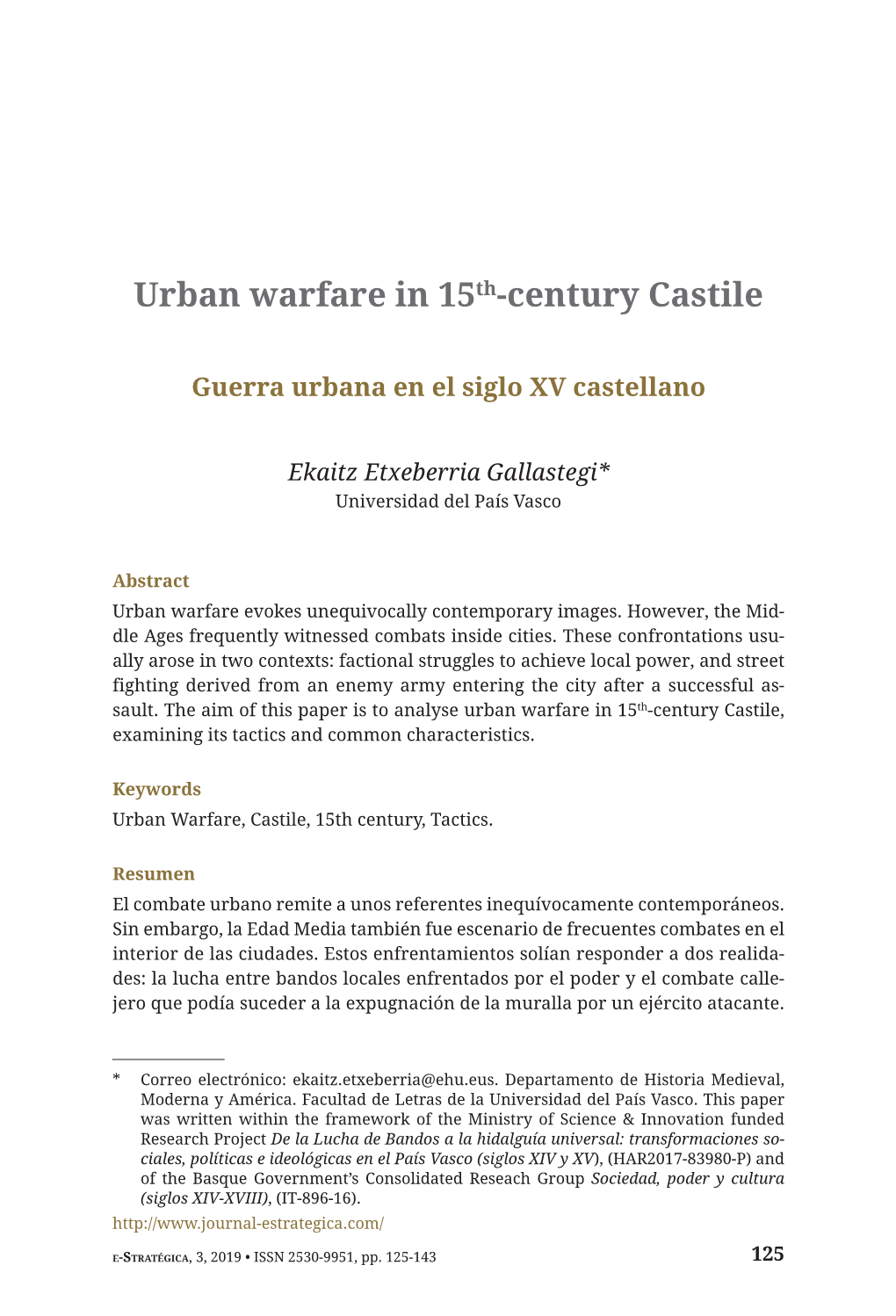 Urban Warfare in 15Th-Century Castile