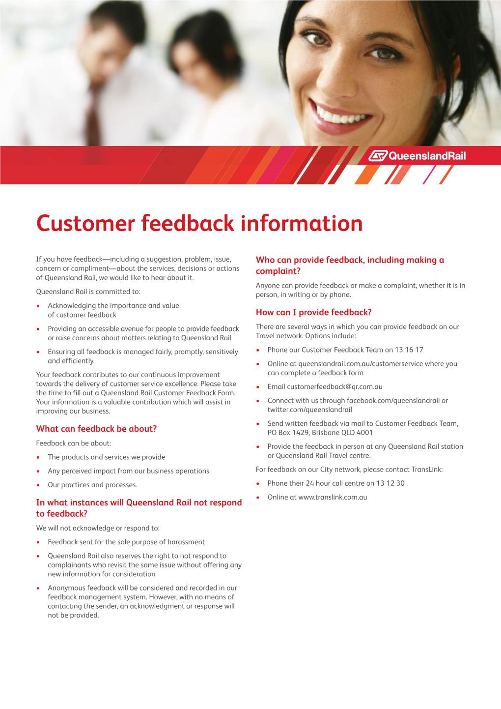 Customer Feedback Information