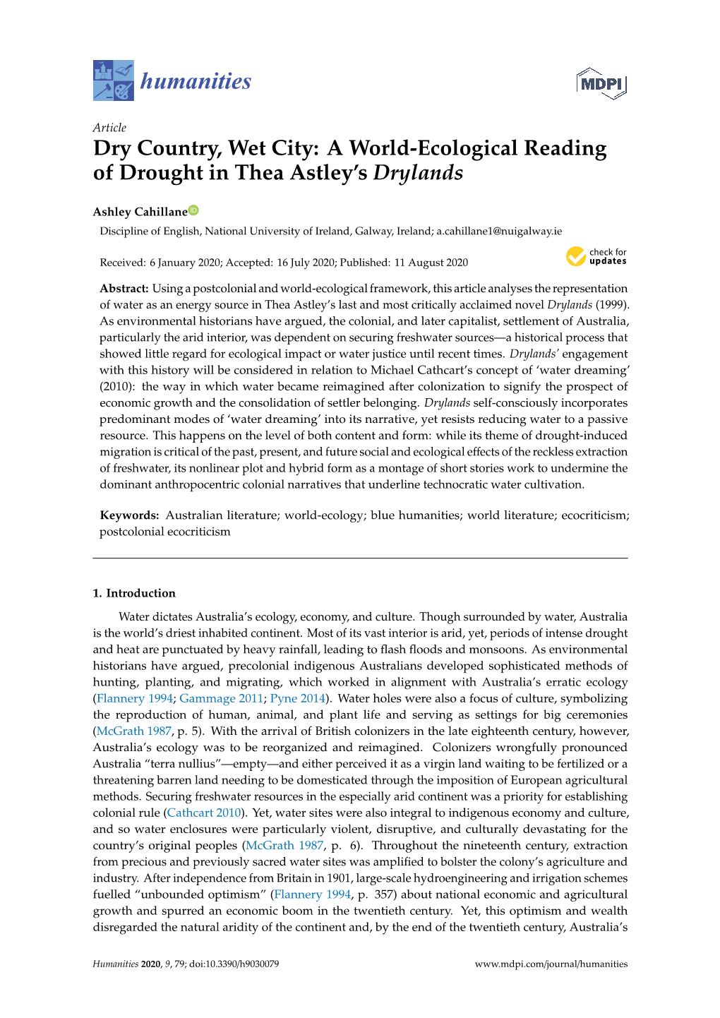 A World-Ecological Reading of Drought in Thea Astley's