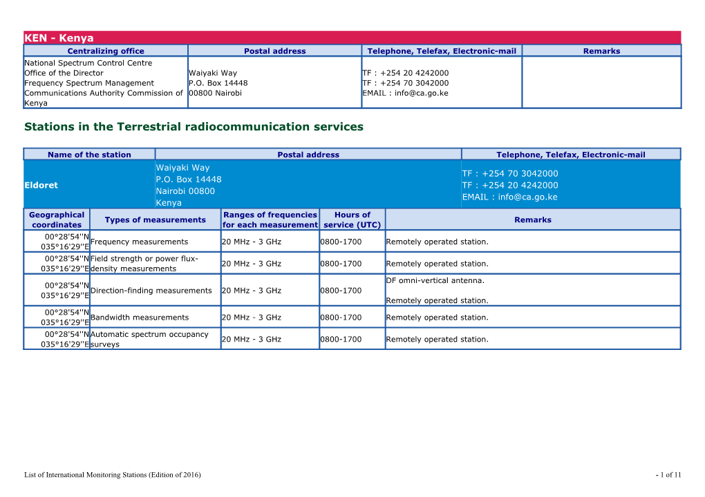 Stations in the Terrestrial Radiocommunication Services s1