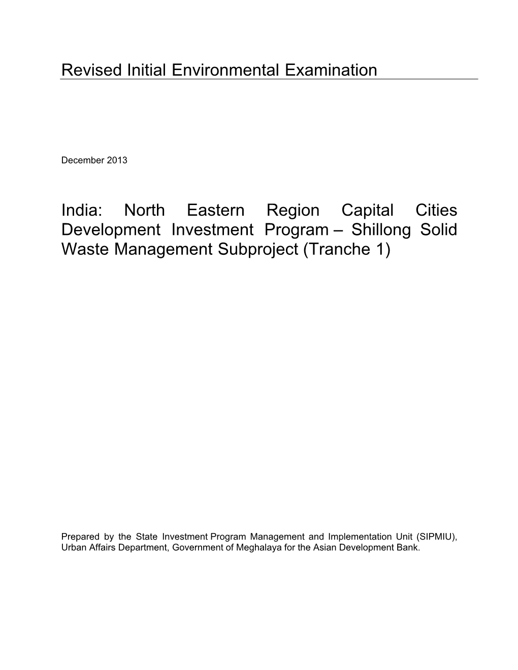 Revised Initial Environmental Examination