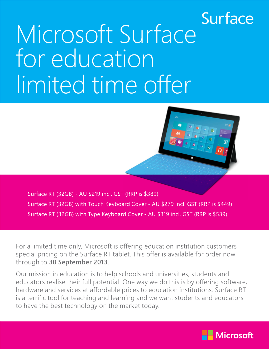 Microsoft Surface for Education Limited Time Offer
