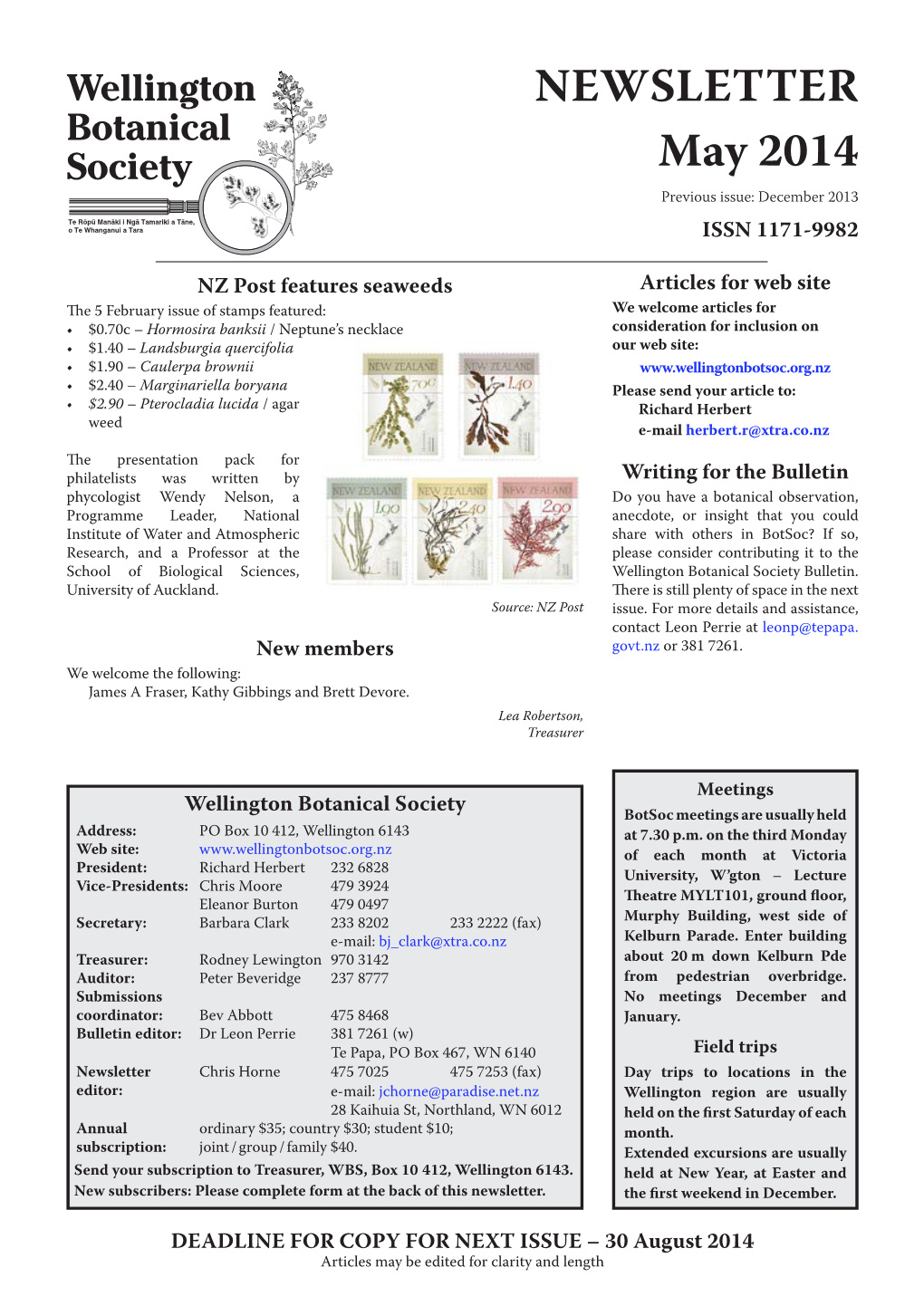 Wellington Botanical Society Newsletter