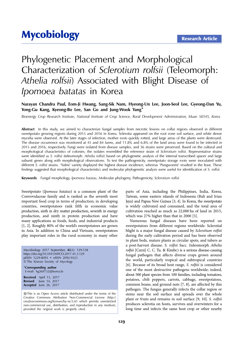 Mycobiology Research Article