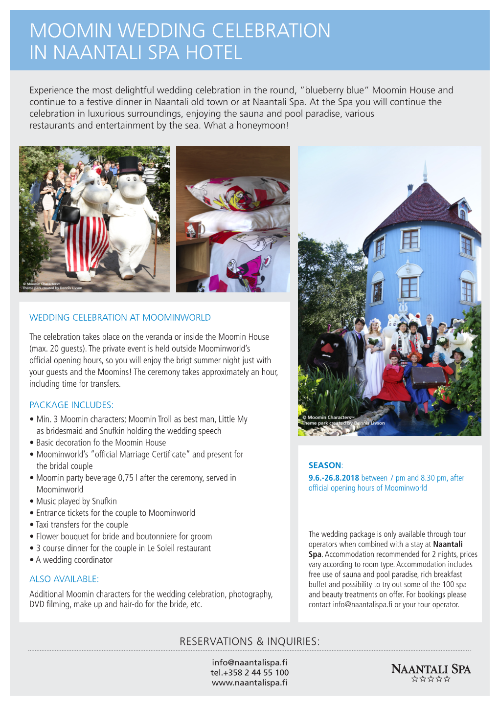 Moomin Wedding Celebration in Naantali Spa Hotel