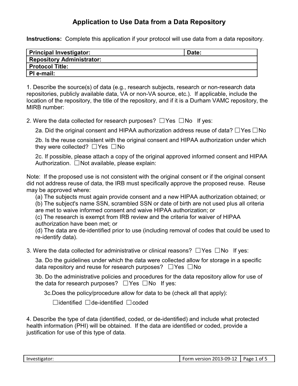 Application to Use Data from a Data Repository