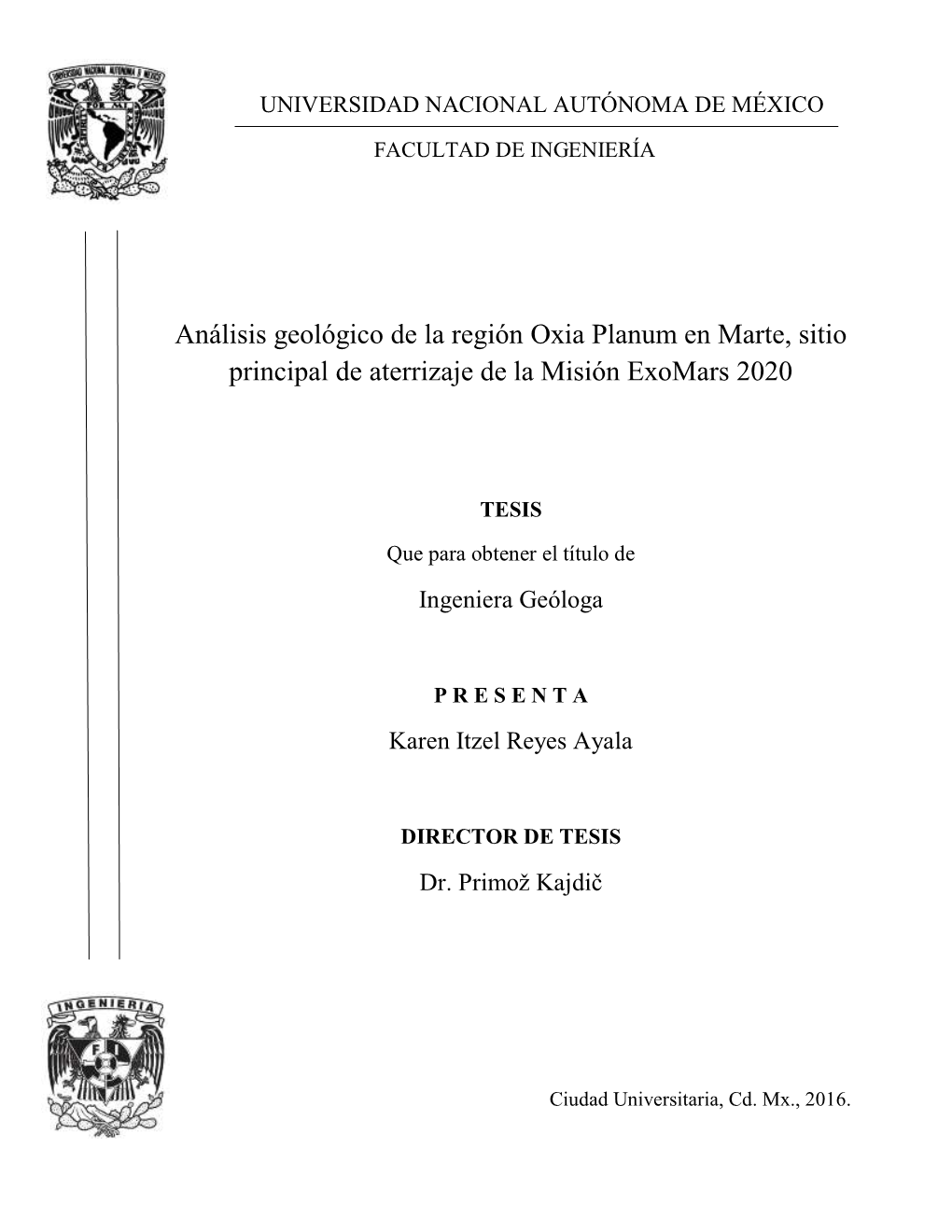 Análisis Geológico De La Región Oxia Planum En Marte, Sitio Principal De Aterrizaje De La Misión Exomars 2020