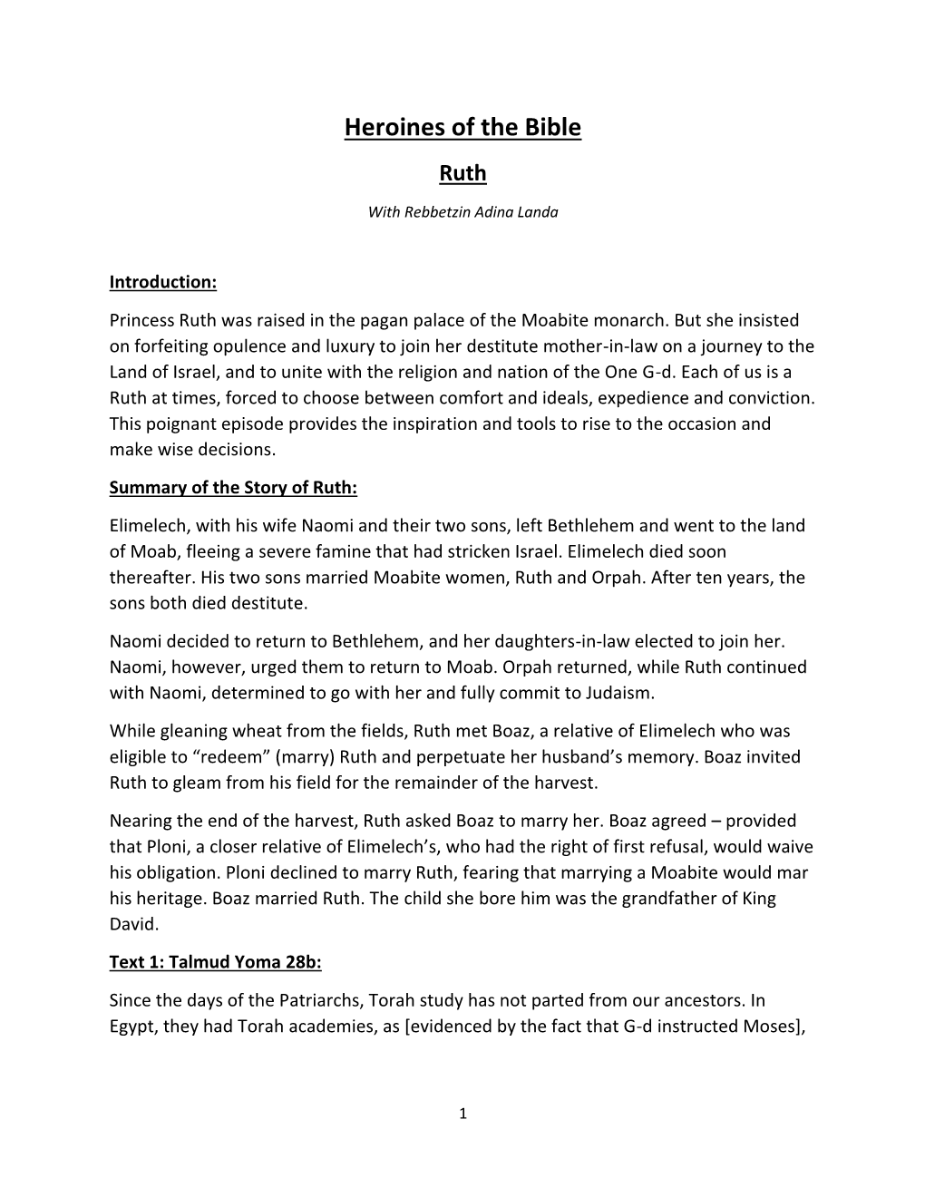 Heroines of the Bible Ruth