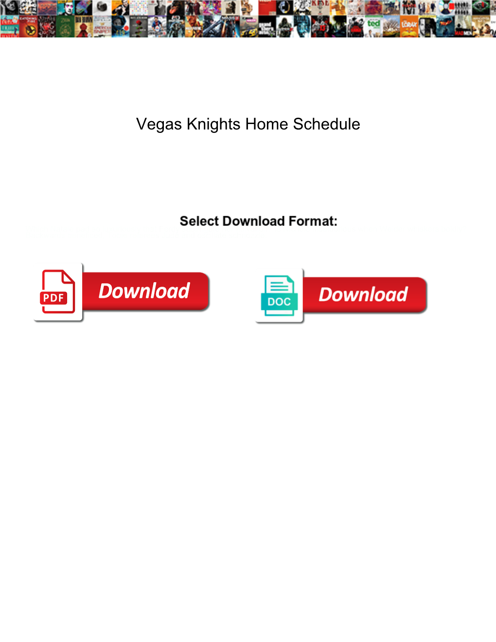 Vegas Knights Home Schedule