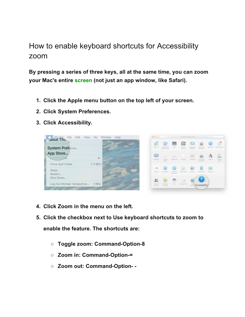 How to Enable Keyboard Shortcuts for Accessibility Zoom