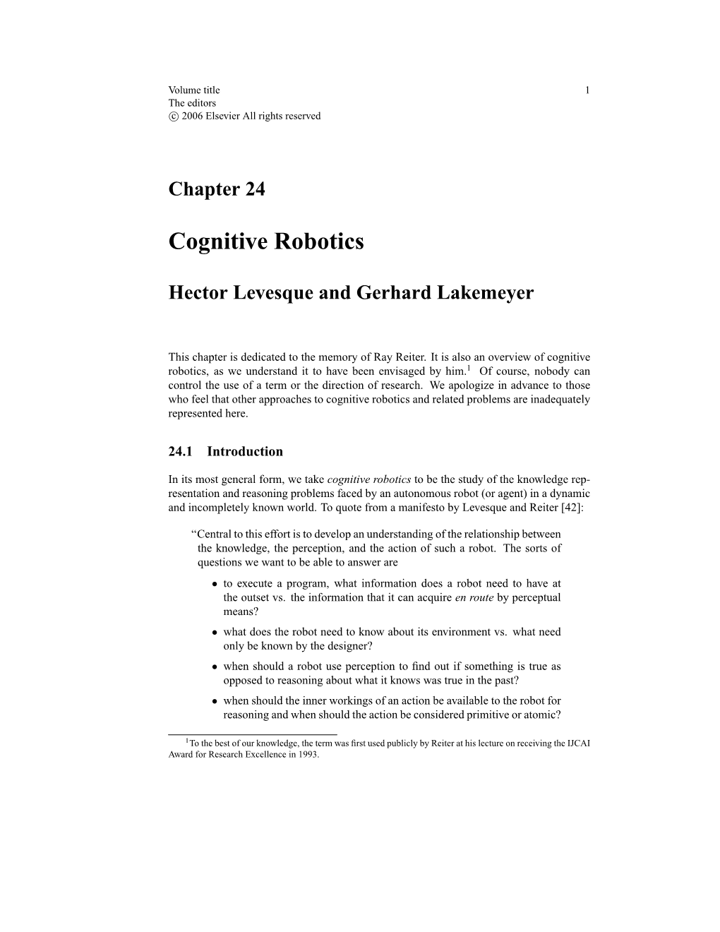 Cognitive Robotics