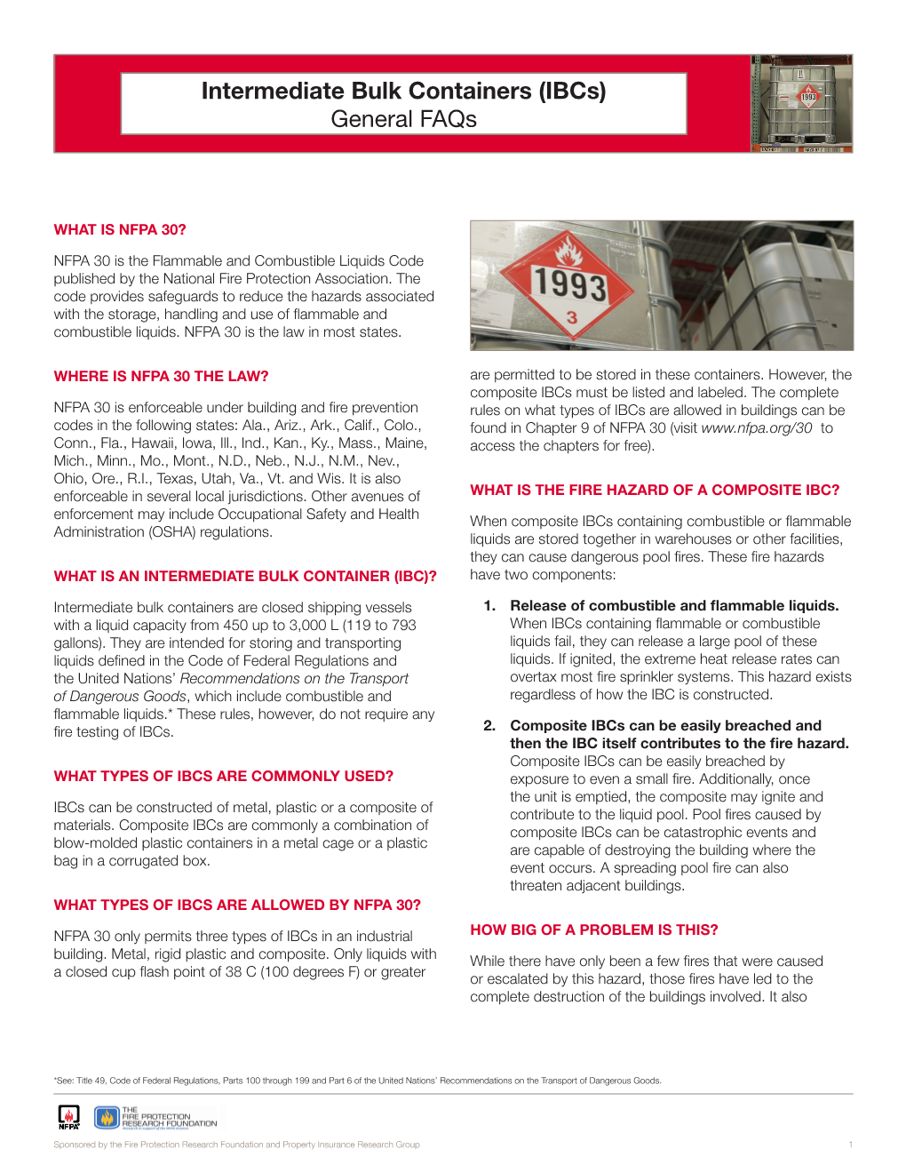 Intermediate Bulk Containers (Ibcs) General Faqs