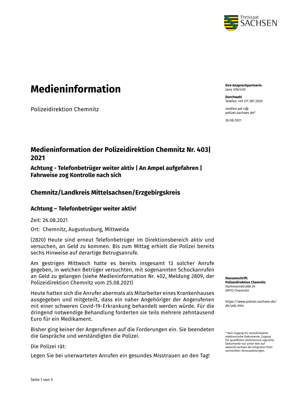 Diese Medieninformation Im PDF-Format