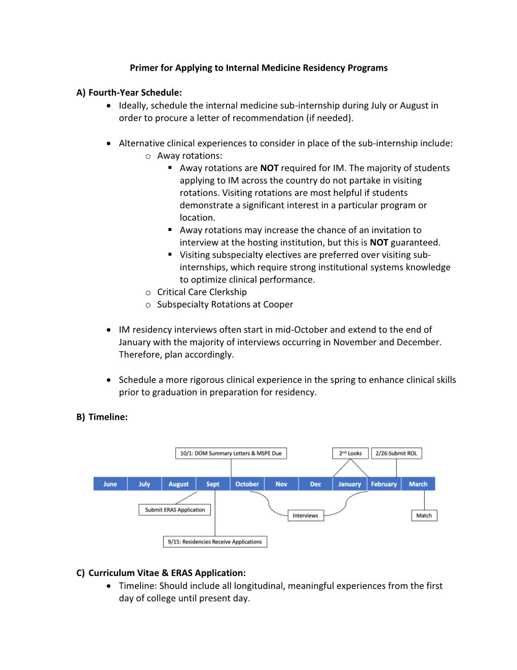 Primer for Applying to Internal Medicine Residency Programs A