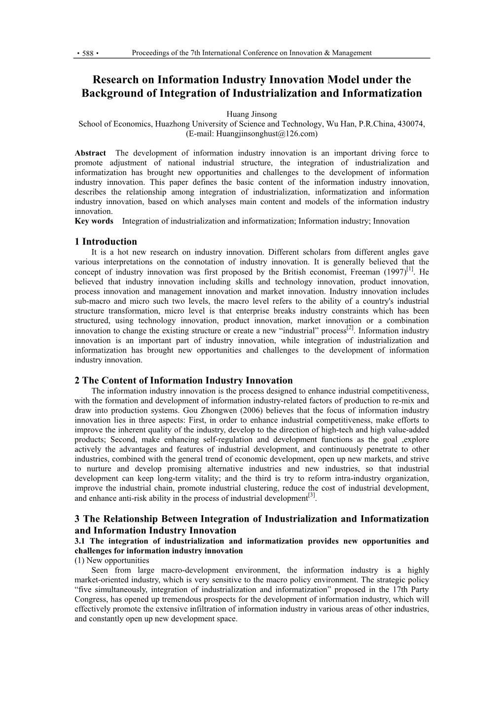 Research on Information Industry Innovation Model Under the Background of Integration of Industrialization and Informatization