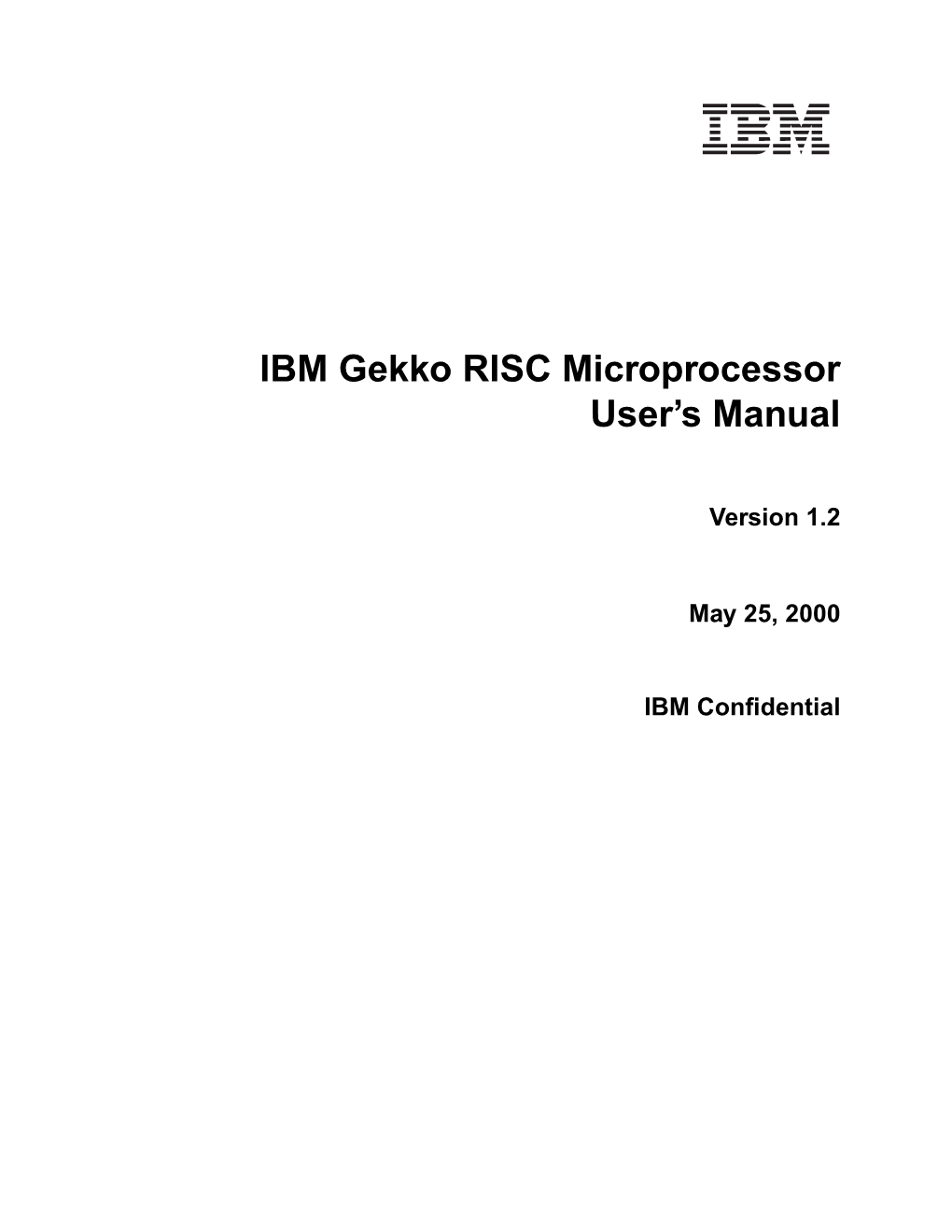 IBM Gekko RISC Microprocessor User's Manual