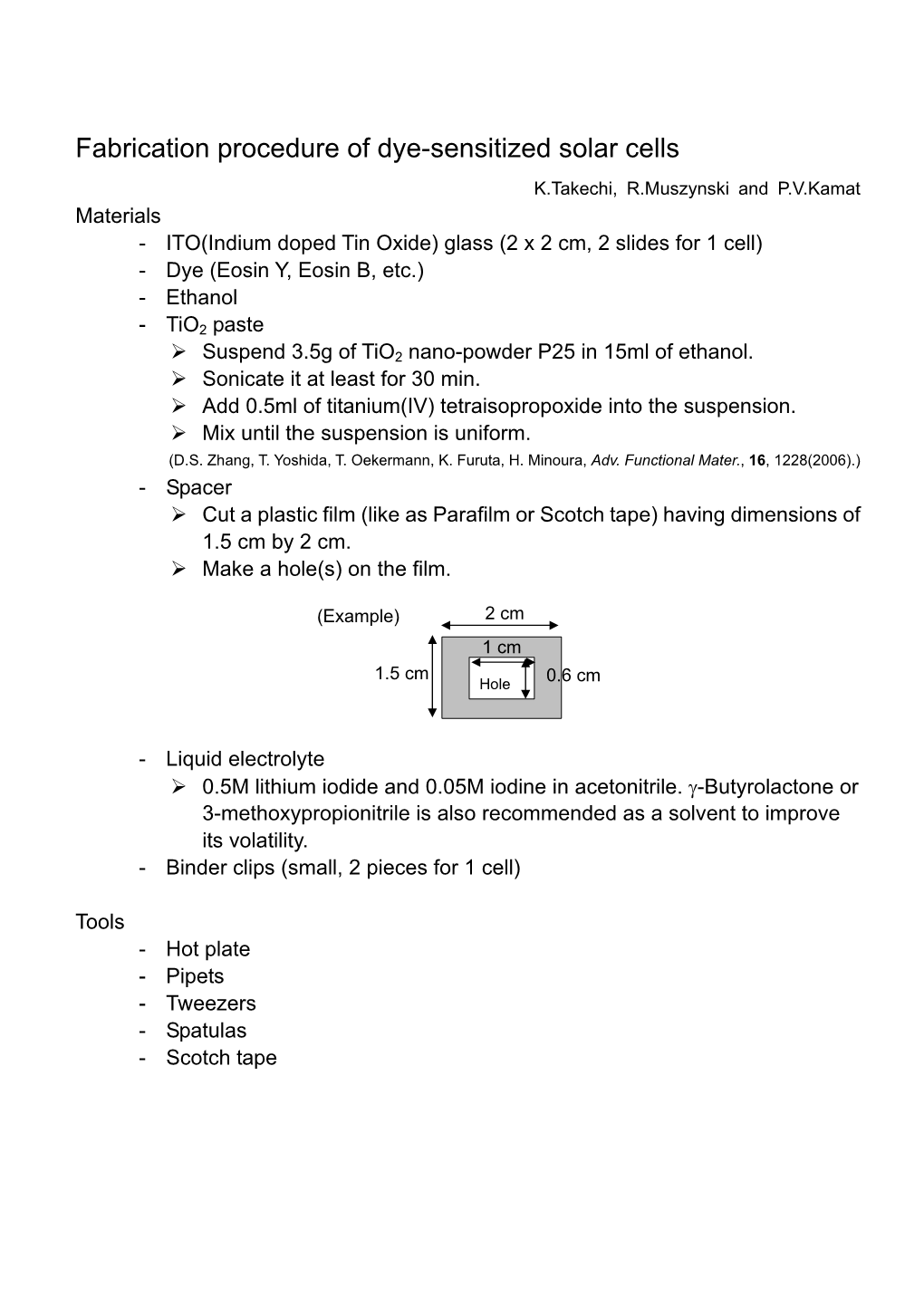 Fabrication Procedure of Dye-Sensitized Solar Cells