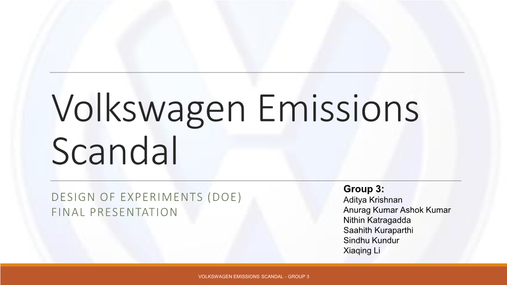 Volkswagen Emission Scandal