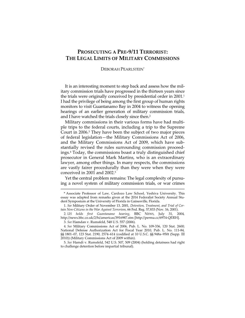 Prosecuting a Pre-9/11 Terrorist: the Legal Limits of Military Commissions