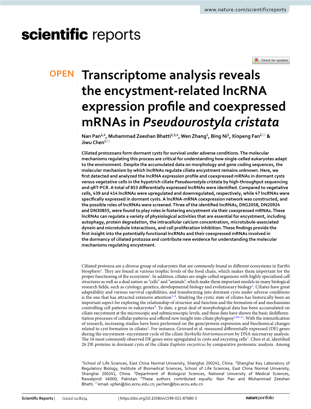 Transcriptome Analysis Reveals the Encystment-Related Lncrna