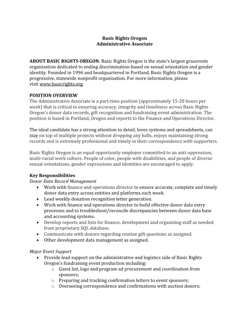Basic Rights Oregon Administrative Associate ABOUT BASIC RIGHTS