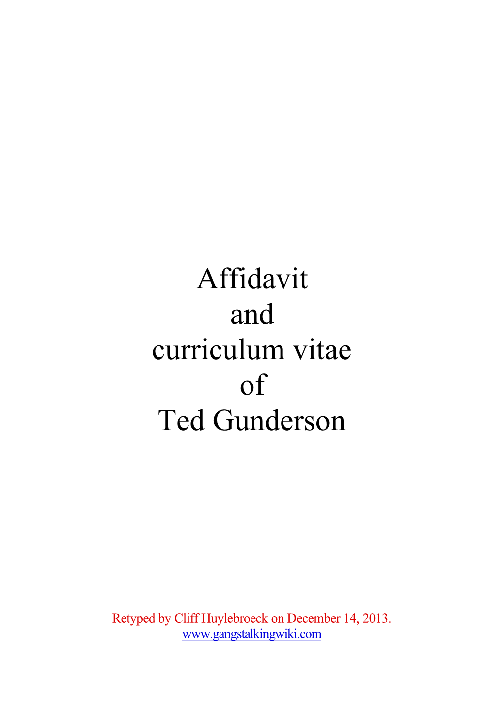 Ted Gunderson's Affidavit