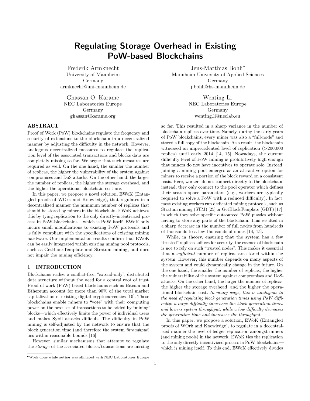 Regulating Storage Overhead in Existing Pow-Based Blockchains