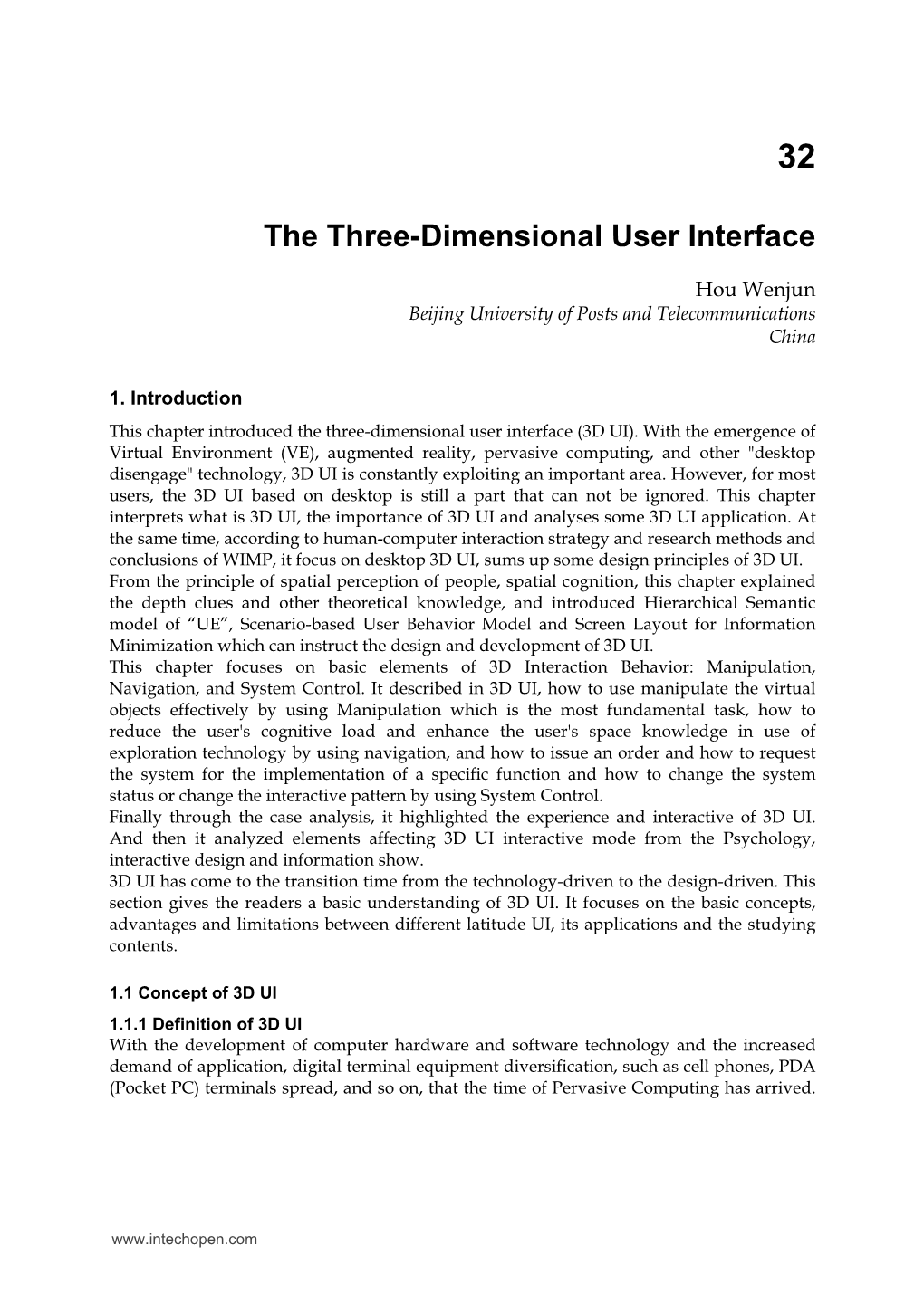 The Three-Dimensional User Interface