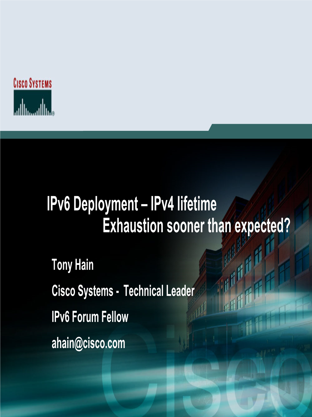 Ipv6 Deployment – Ipv4 Lifetime Exhaustion Sooner Than Expected?