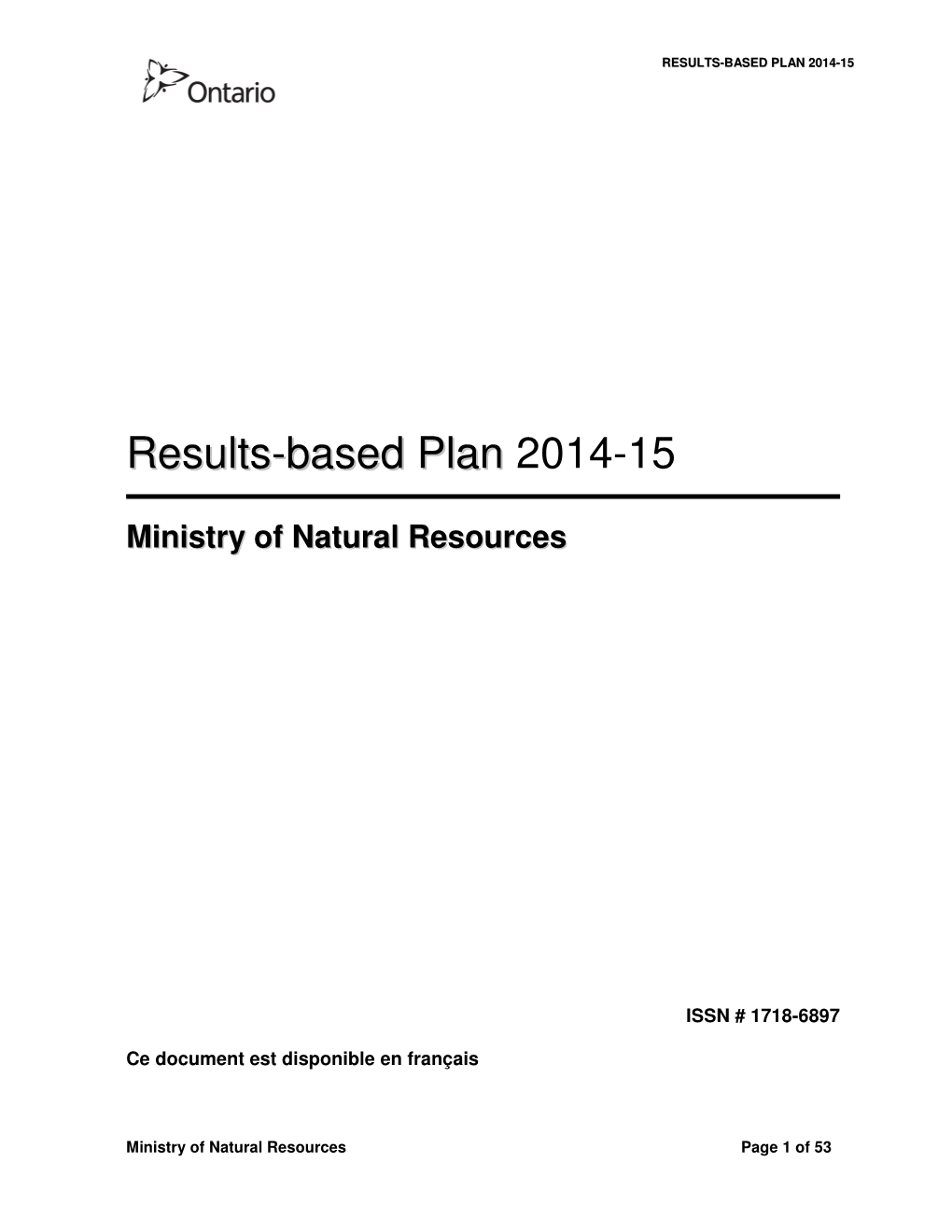 Results-Based Plan 2014-15