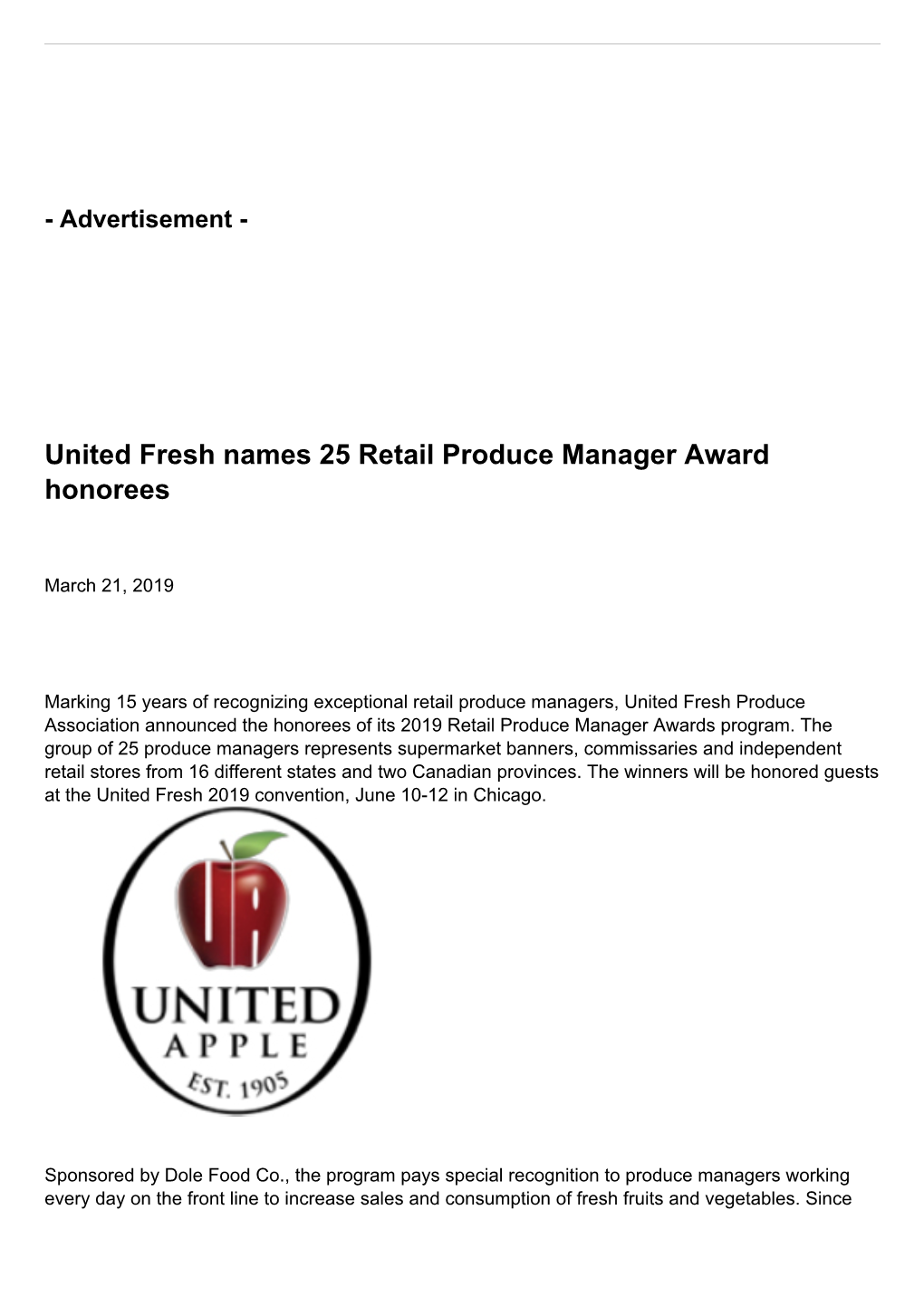 United Fresh Names 25 Retail Produce Manager Award Honorees