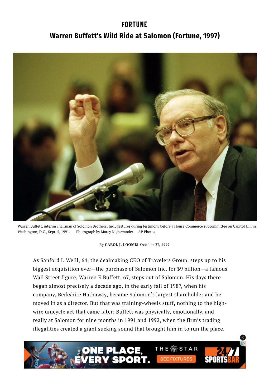 Warren Buffett's Wild Ride at Salomon (Fortune, 1997)