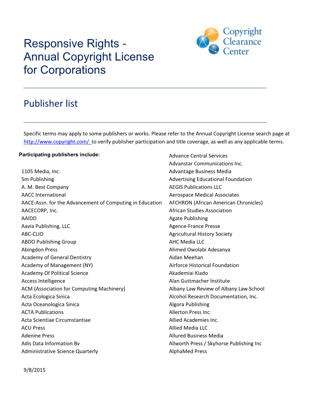 Annual Copyright License for Corporations