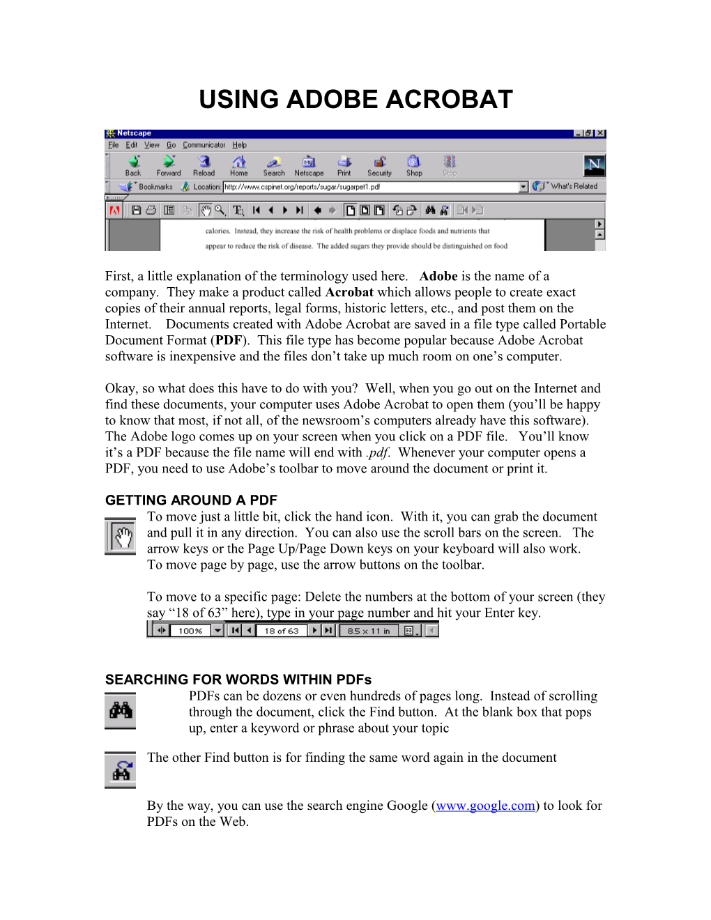 USING Pdfs (VIA ADOBE ACROBAT)