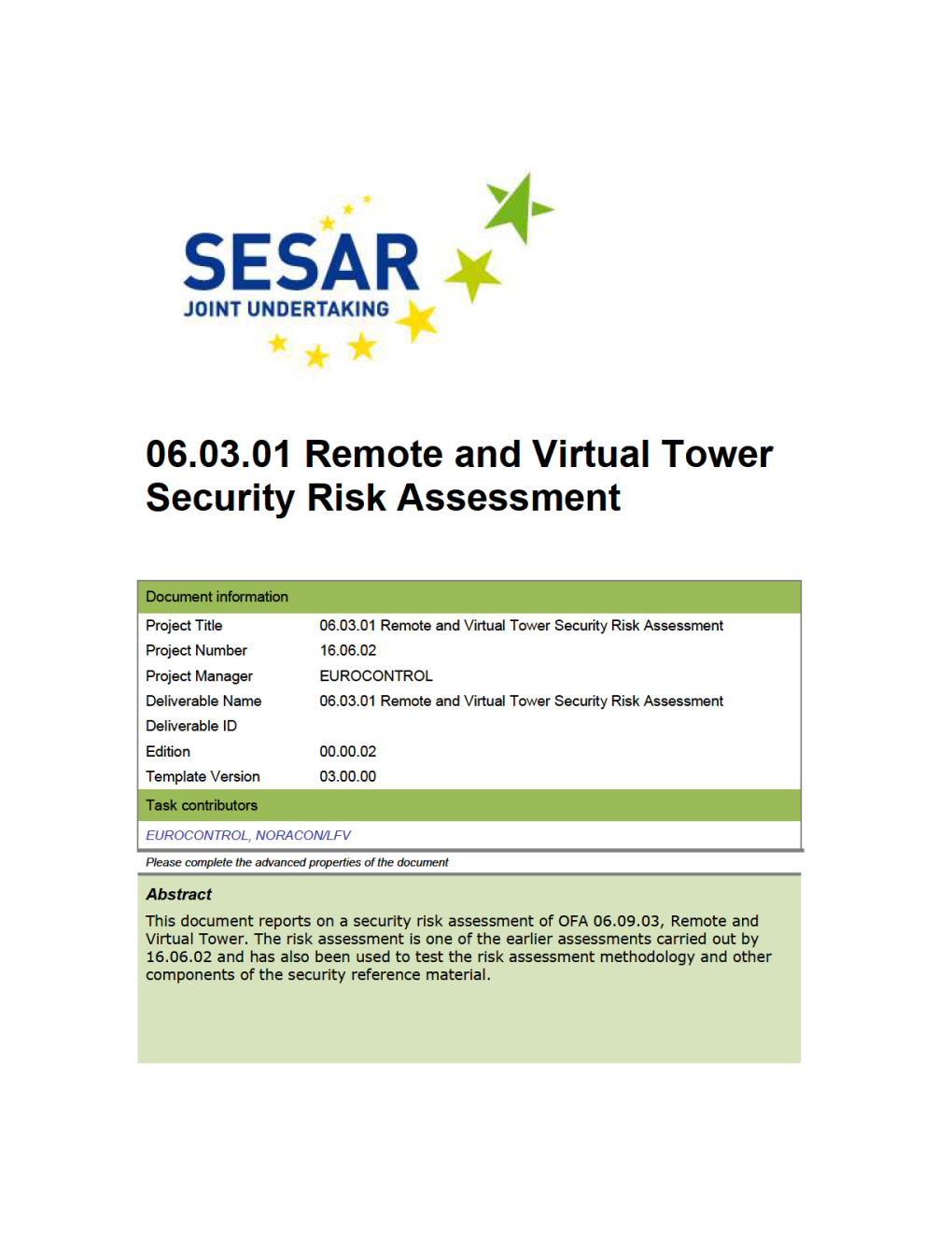 Security Assessment of the Remote Operated Tower OFA 06.03.01